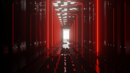 3d rendering of abstract background science fiction sci-fi hallway