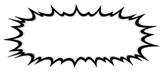 シンプルな太い横長のギザギザ吹き出し
