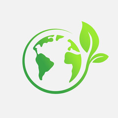greening environment earth logo design template