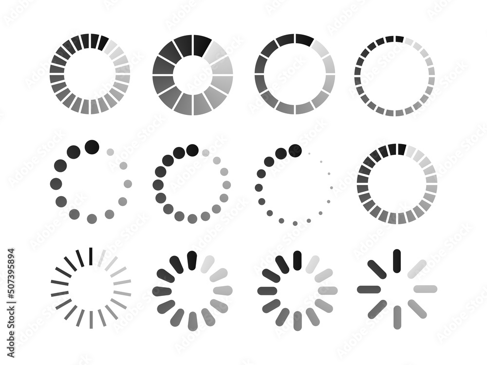 Poster progress load set loader. vector progress loading bar set. vector isolated