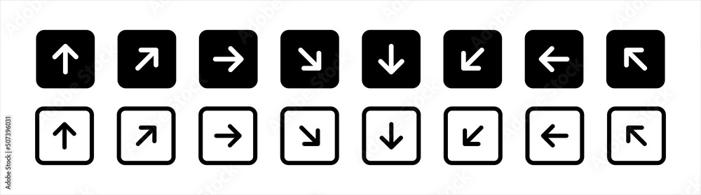 Poster navigation arrow icons set. control buttons for app and web design. vector illustration.