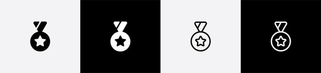 Medal icon. Medal cup symbol. Victory cup sign. Thin line winner cup, vector illustration