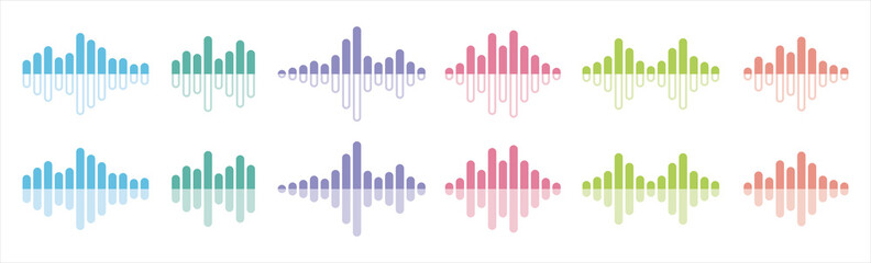 Sound Wave icons set. Radio Waves symbol. Music equalizer signs. Soundwave vector illustration