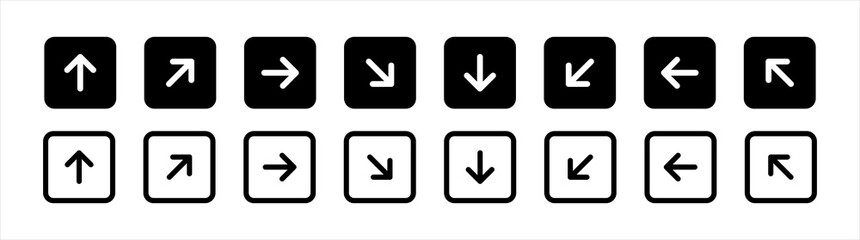 Navigation arrow icons set. Control buttons for app and web design. Vector illustration.