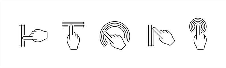 Hand gesture icons for touchscreen devices.