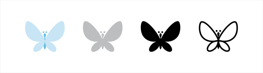 Butterfly icons set. butterfly outline symbol, vector illustration