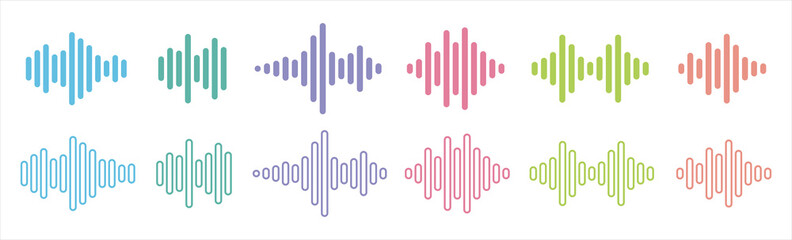 Obraz premium Sound Wave icons set. Radio Waves symbol. Music equalizer signs. Soundwave vector illustration