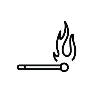 Black line icon for fire