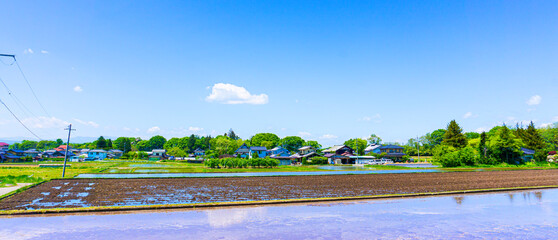 長野県佐久市の田んぼの風景