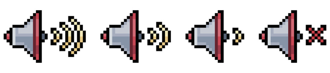 Fototapeta premium Pixel art mobile speaker icons vector icon for 8bit game on white background 