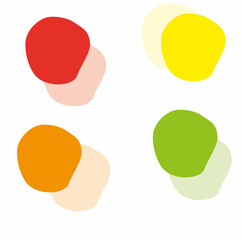 Yellow liquid spot and orange geometric shape, red flat shape and green liquid drop,. A set of isolated abstract aqua spots with gradient color. A template for your design.