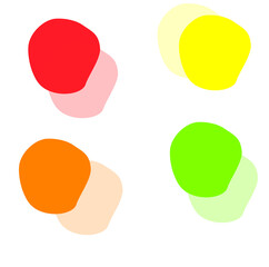 Yellow liquid spot and orange geometric shape, red flat shape and green liquid drop,. A set of isolated abstract aqua spots with gradient color. A template for your design.
