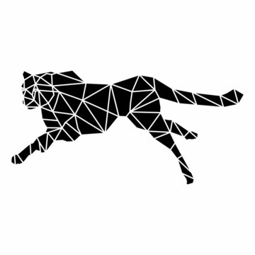  leopard panther cougar puma geometric logo silhouette polygonal vector illustration