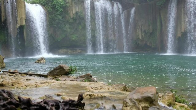 Glue Thor waterfall in rainy season in Kayin state, Myanmar