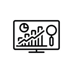 Black line icon for monitoring