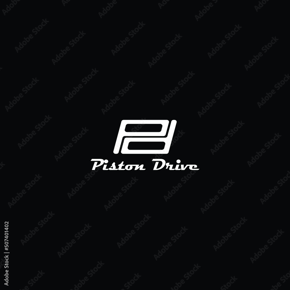 Aufkleber abstract initial letter p and d in white color isolated in black background applied for automotive l
