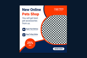 Pet Social Media Cpost,  pet web banner design template
