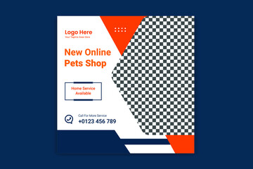 Pet Social Media Cpost,  pet web banner design template