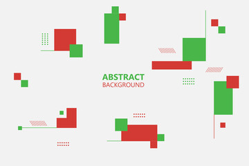 Red and green various shapes abstract geometric background