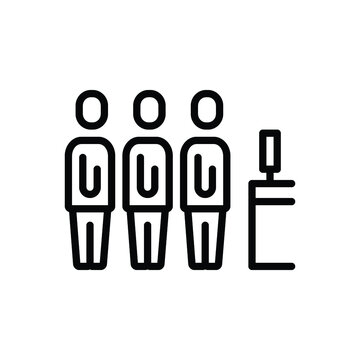 Black line icon for que queue