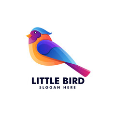 Fototapeta premium Vector Logo Illustration Little Bird Gradient Colorful Style.