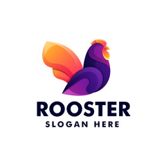 Vector Logo Illustration Rooster Gradient Colorful Style.