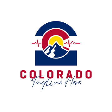 Colorado Mountain Illustration Logo With Letter C