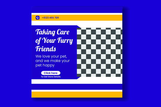 Pet Social Media post,  pet web banner design template