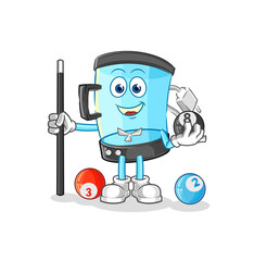 blender plays billiard character. cartoon mascot vector