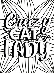Cat coloring page. Coloring quote. Vector illustration.