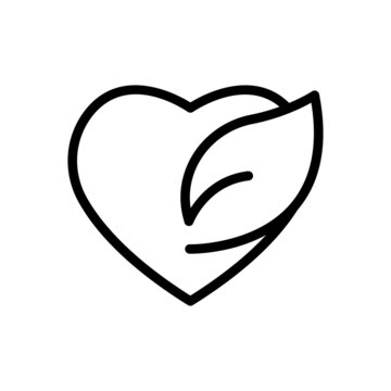Heart icon vector with leaf. Healthy living, healthy environment, ecology. line icon style. Simple design illustration editable