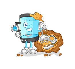 blender archaeologists with fossils mascot. cartoon vector
