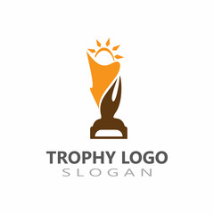 Trophy cup vector winner icon logo design image template