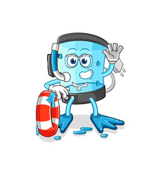 blender swimmer with buoy mascot. cartoon vector