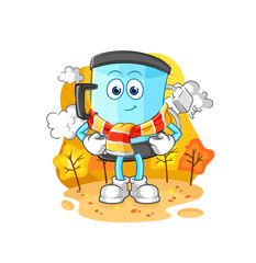 blender in the autumn. cartoon mascot vector
