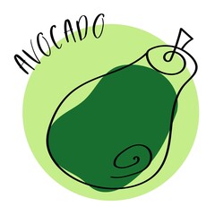 Ripe and colorful avocado in trendy doodle style
