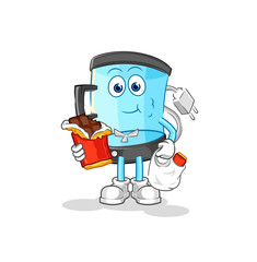 blender eat chocolate mascot. cartoon vector