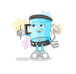 blender with fireworks mascot. cartoon vector