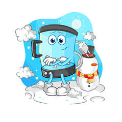 blender in cold winter character. cartoon mascot vector