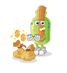 message in a bottle refuse money illustration. character vector