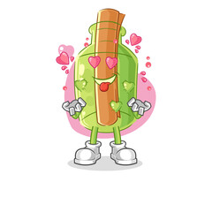 message in a bottle fallin love vector. cartoon character