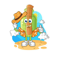 message in a bottle thumbs up and thumbs down. cartoon mascot vector