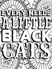 Cat coloring page. Coloring quote. Vector illustration.