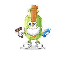 message in a bottle viking with an ax illustration. character vector