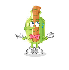 message in a bottle fencer character. cartoon mascot vector