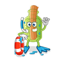 message in a bottle give gifts mascot. cartoon vector