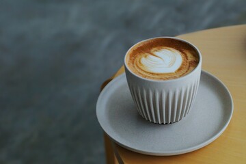 cup of coffee on wooden table