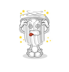 roman pillar dizzy head mascot. cartoon vector