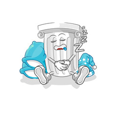 roman pillar sleeping character. cartoon mascot vector