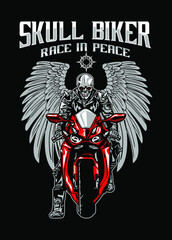 SKULL BIKER RACE IN PEACE
